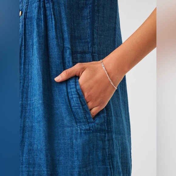 Faherty Isha Basketweave Dress in Indigo Denim Size XS - Picture 10 of 11